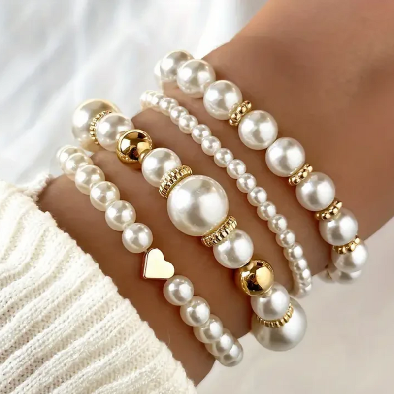 CONJUNTO DE PULSERAS DE PERLAS ELEGANCE