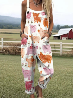 Mono de mujer con diseño floral vintage, piernas anchas y estilo.