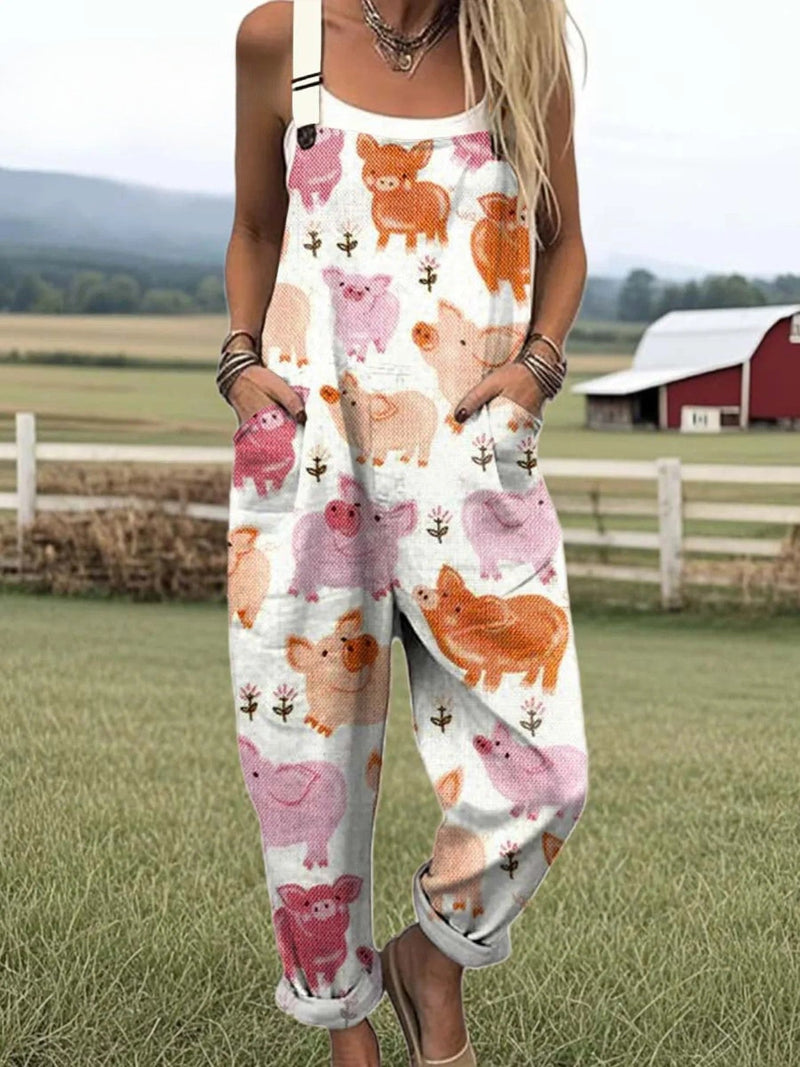 Mono de mujer con diseño floral vintage, piernas anchas y estilo.
