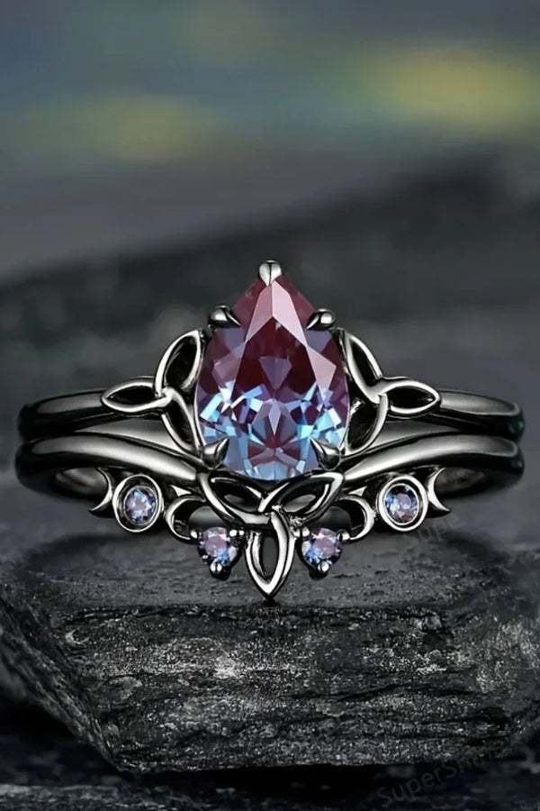 Anillo de capas de amatista | Oro blanco