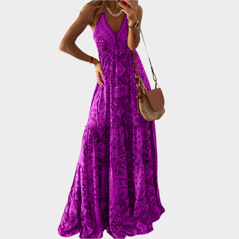 Vestido bohemio con tirantes finos y escote en pico