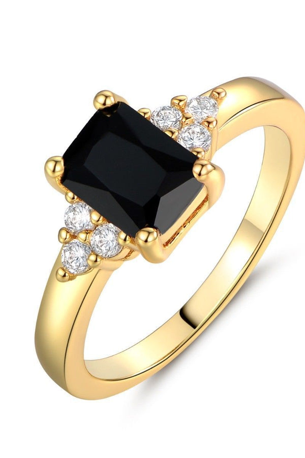 Anillo baguette de espinela negra | Oro