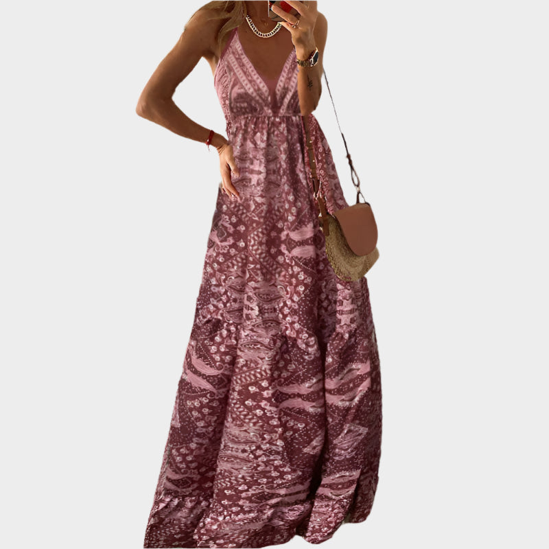 Vestido bohemio con tirantes finos y escote en pico