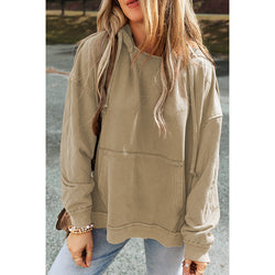 Nalas - Sudadera con capucha de polar con lavado ácido y cremallera Henley 