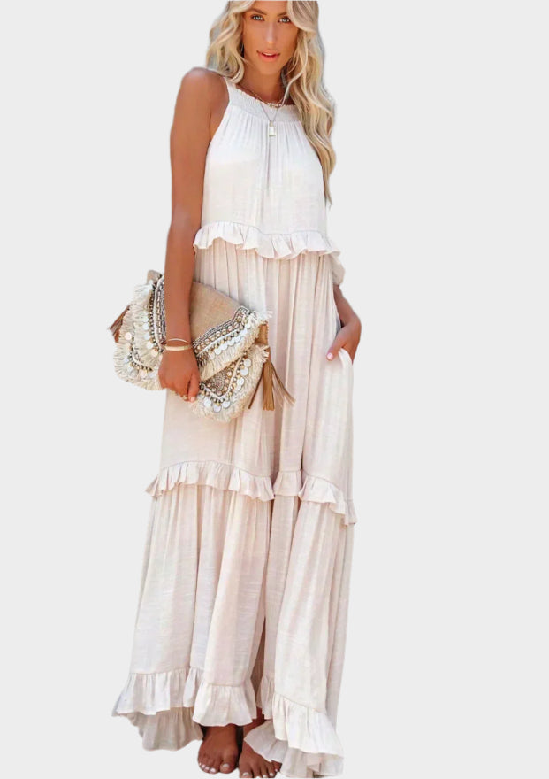 Vestido retro midi con mangas cómodas