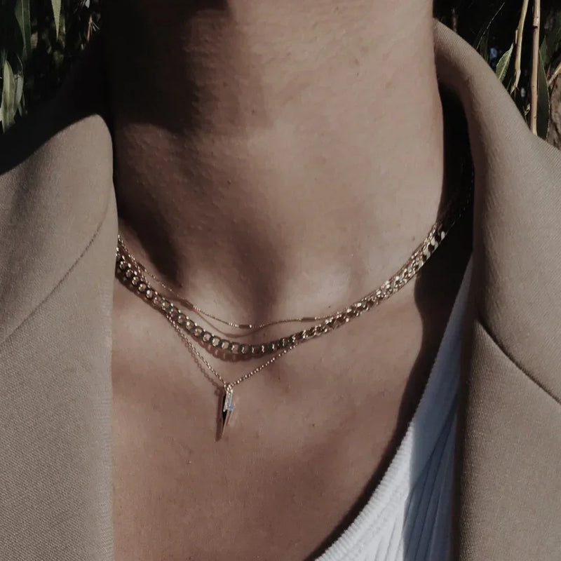 Collar de cadena de eslabones planos | Oro