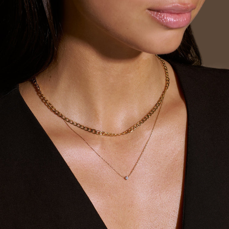 Collar de cadena de eslabones planos | Oro