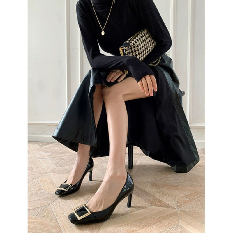 Teona™ | Sandalias elegantes con punta cuadrada y tacón medio