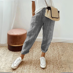 Celia | Pantalón clásico de algodón a rayas 