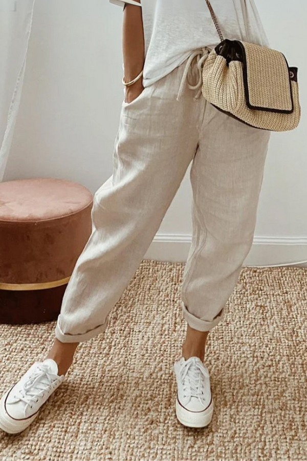 Ely | Pantalones de lino de lujo antisudor