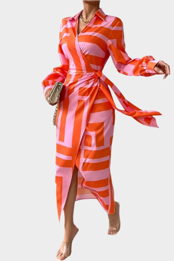 Vestido estampado con cintura ajustable