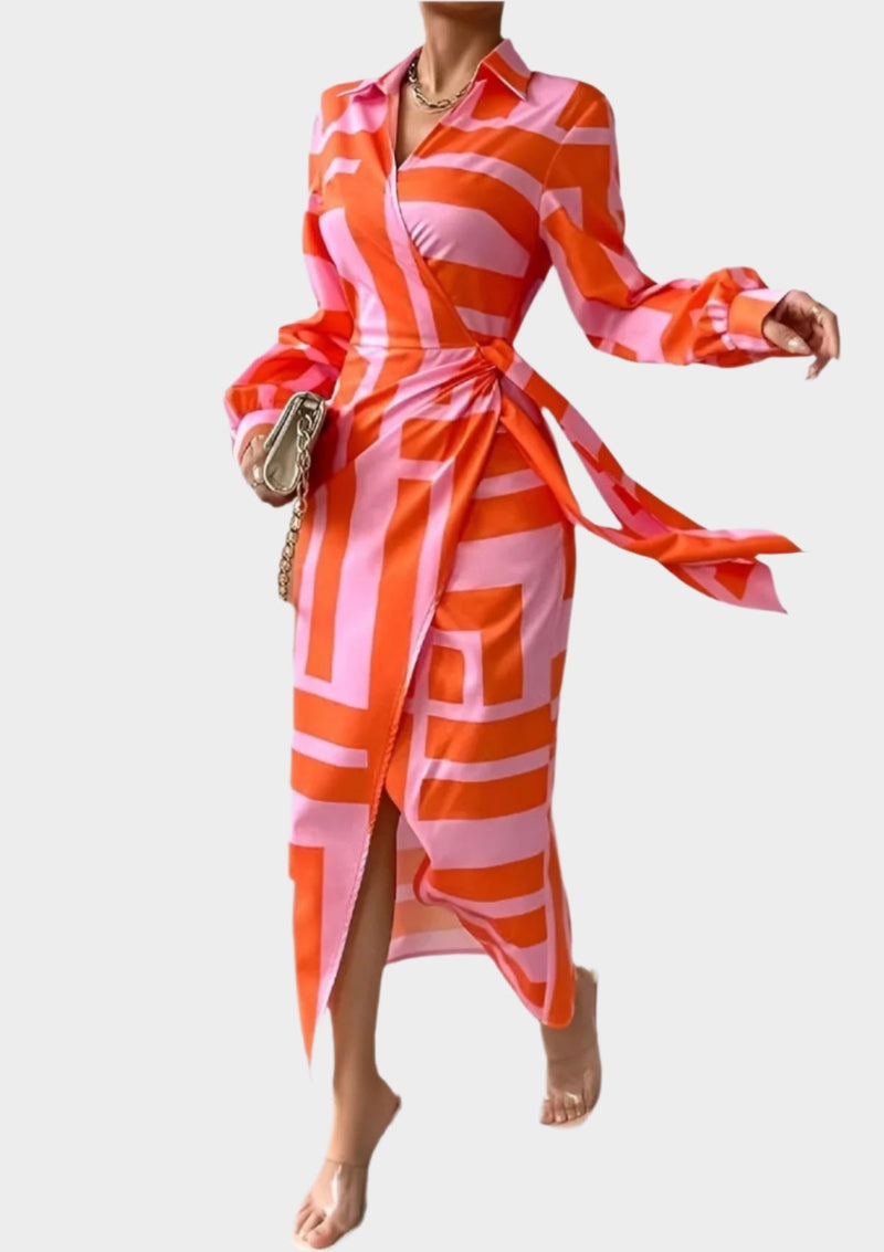Vestido estampado con cintura ajustable