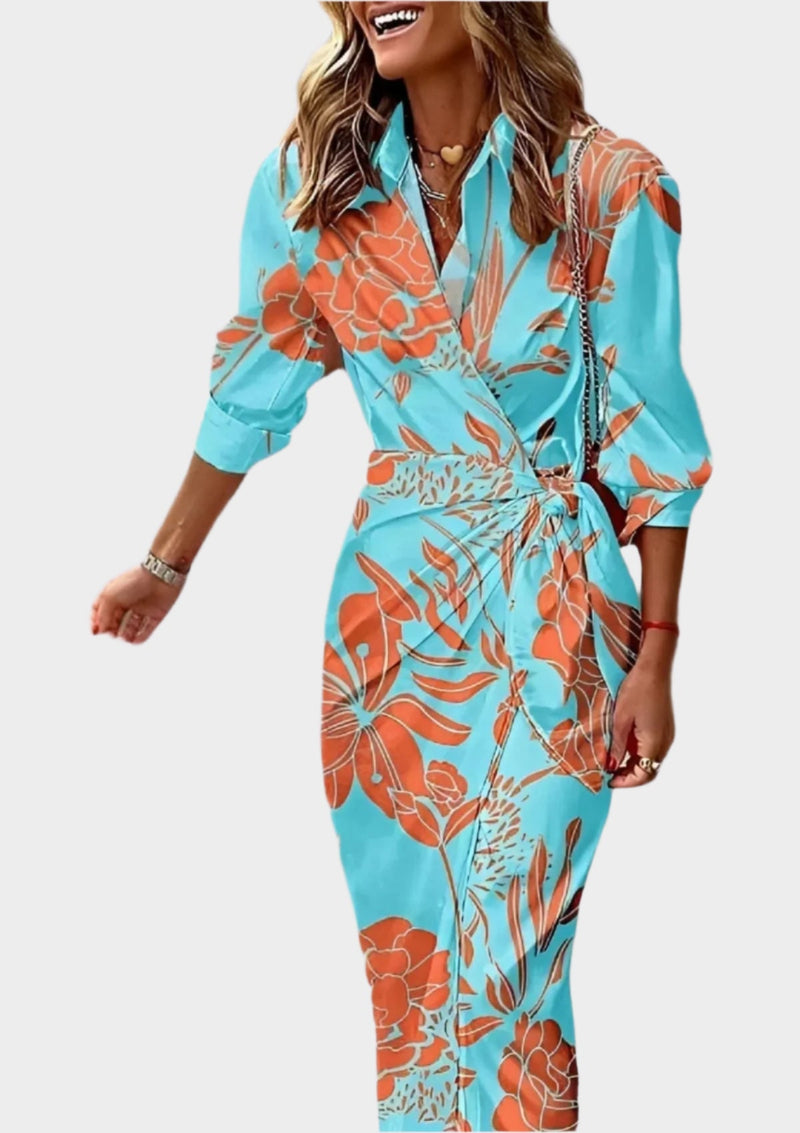 Vestido estampado con cintura ajustable