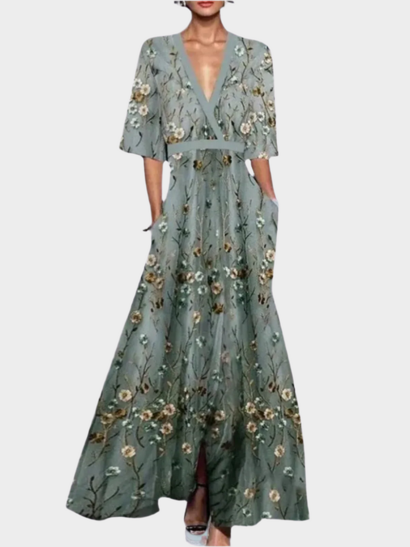 Elegante vestido floral con cinturón