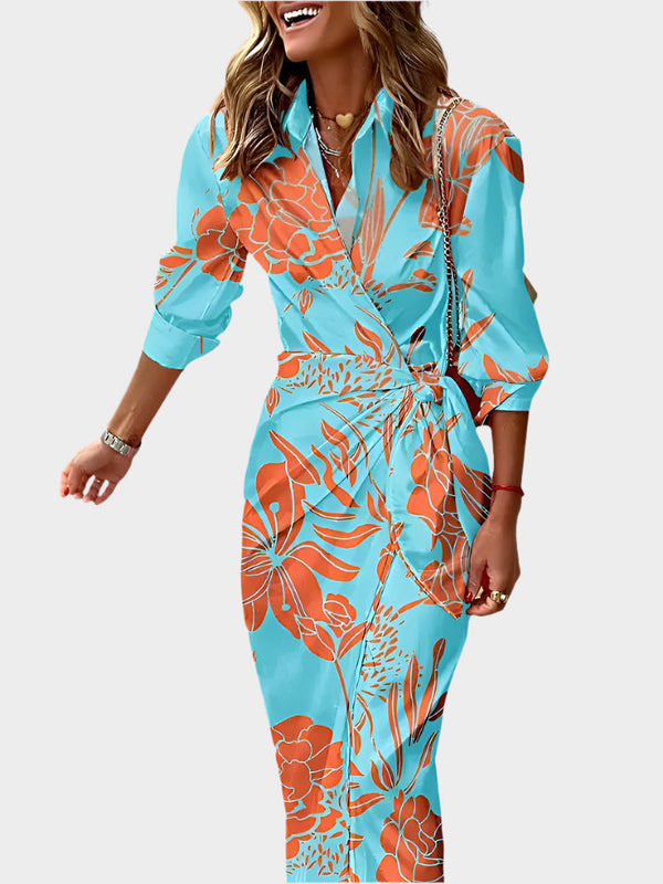 Vestido midi con diseño de rayas