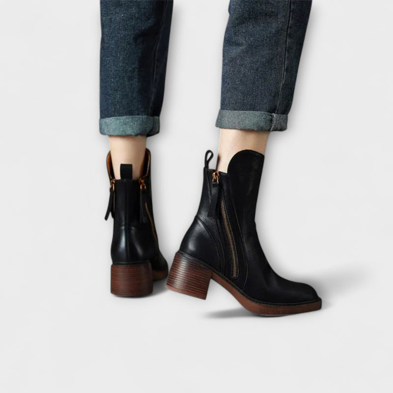 Milana - Botas de piel con tacón medio