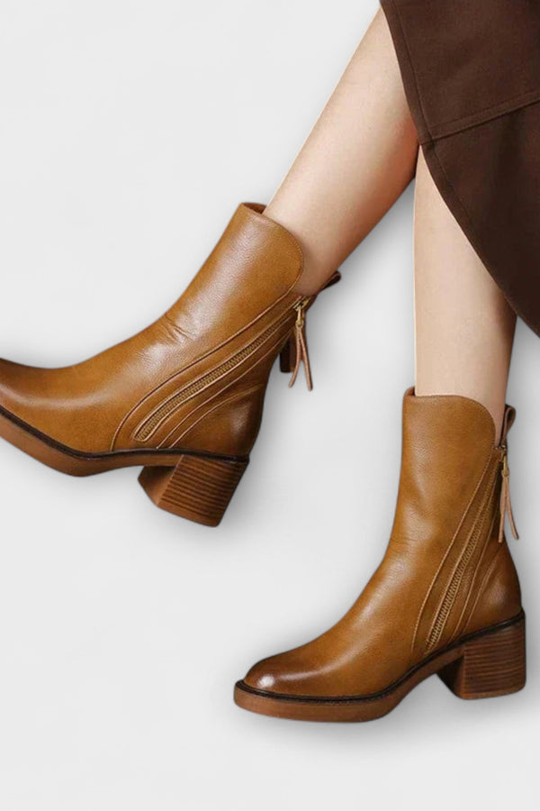 Milana - Botas de piel con tacón medio
