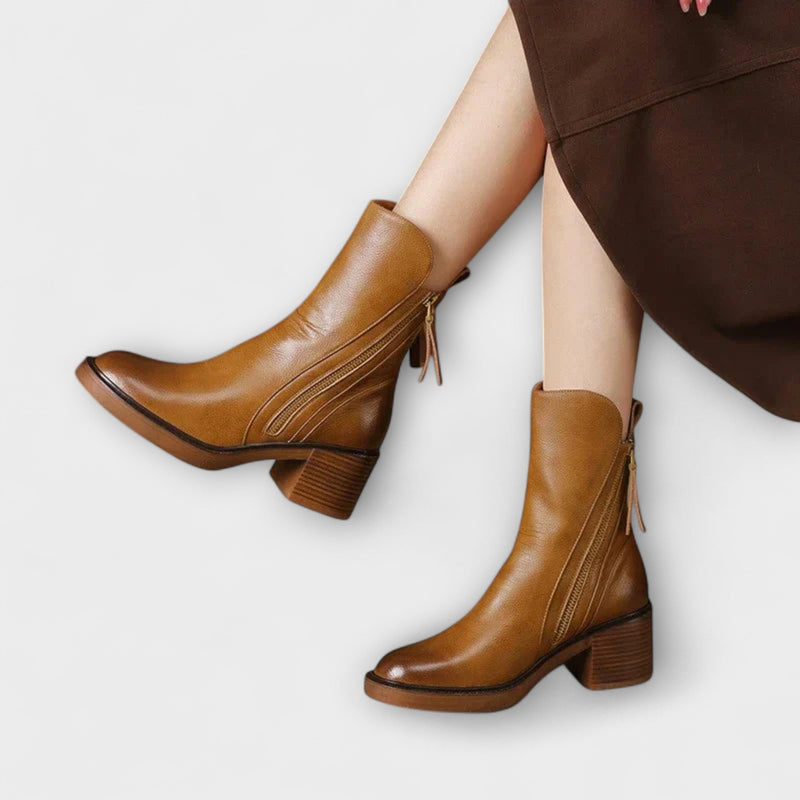 Milana - Botas de piel con tacón medio