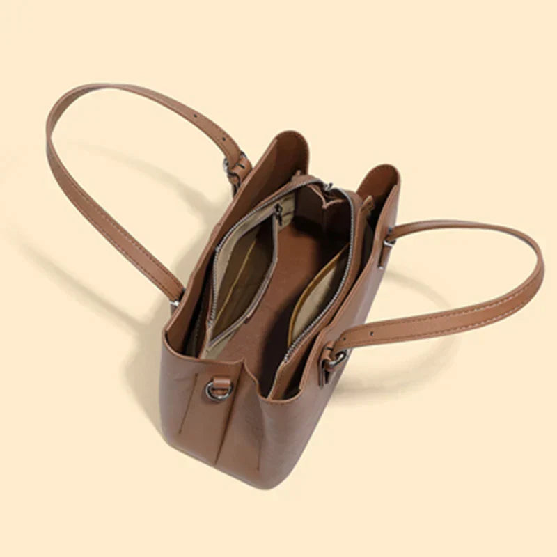 Aria™ - Bolso de hombro de 3 capas de piel de vaca auténtica