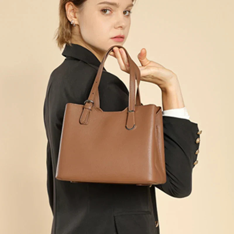 Aria™ - Bolso de hombro de 3 capas de piel de vaca auténtica