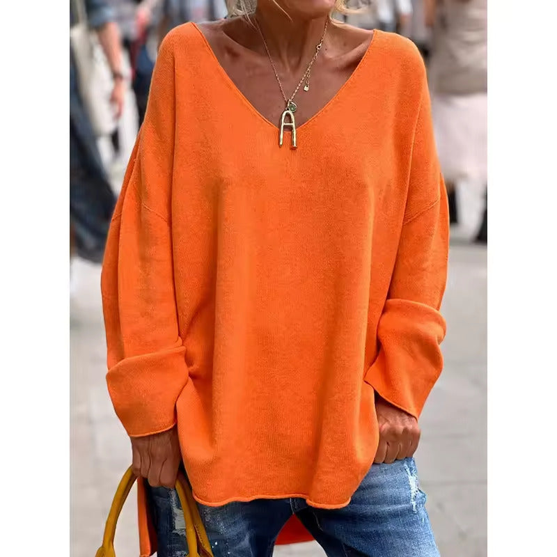 NORA - BLUSA CASUAL CHIC CON CUELLO EN V 