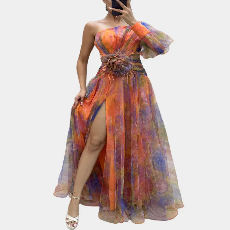 Minivestido sexy con estampado irregular y diseño sin espalda