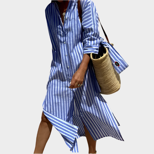 Vestido midi de rayas