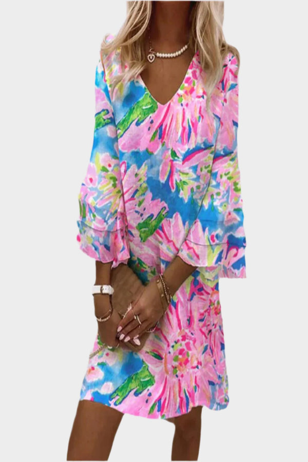 Vestido retro midi con mangas cómodas