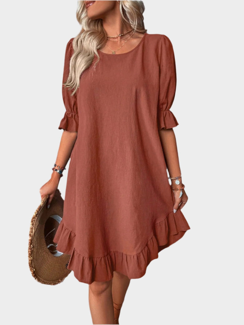 Vestido retro midi con mangas cómodas