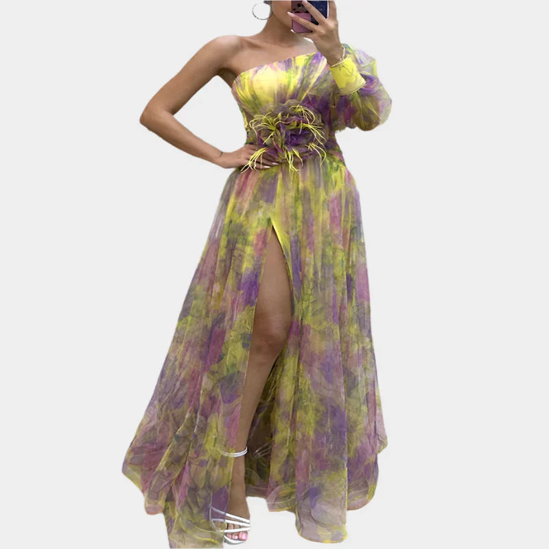 Minivestido sexy con estampado irregular y diseño sin espalda