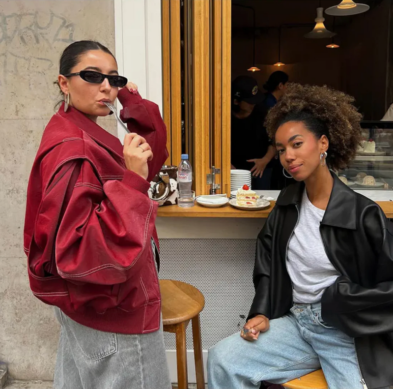 Faye™ - Chaqueta de cuero extragrande