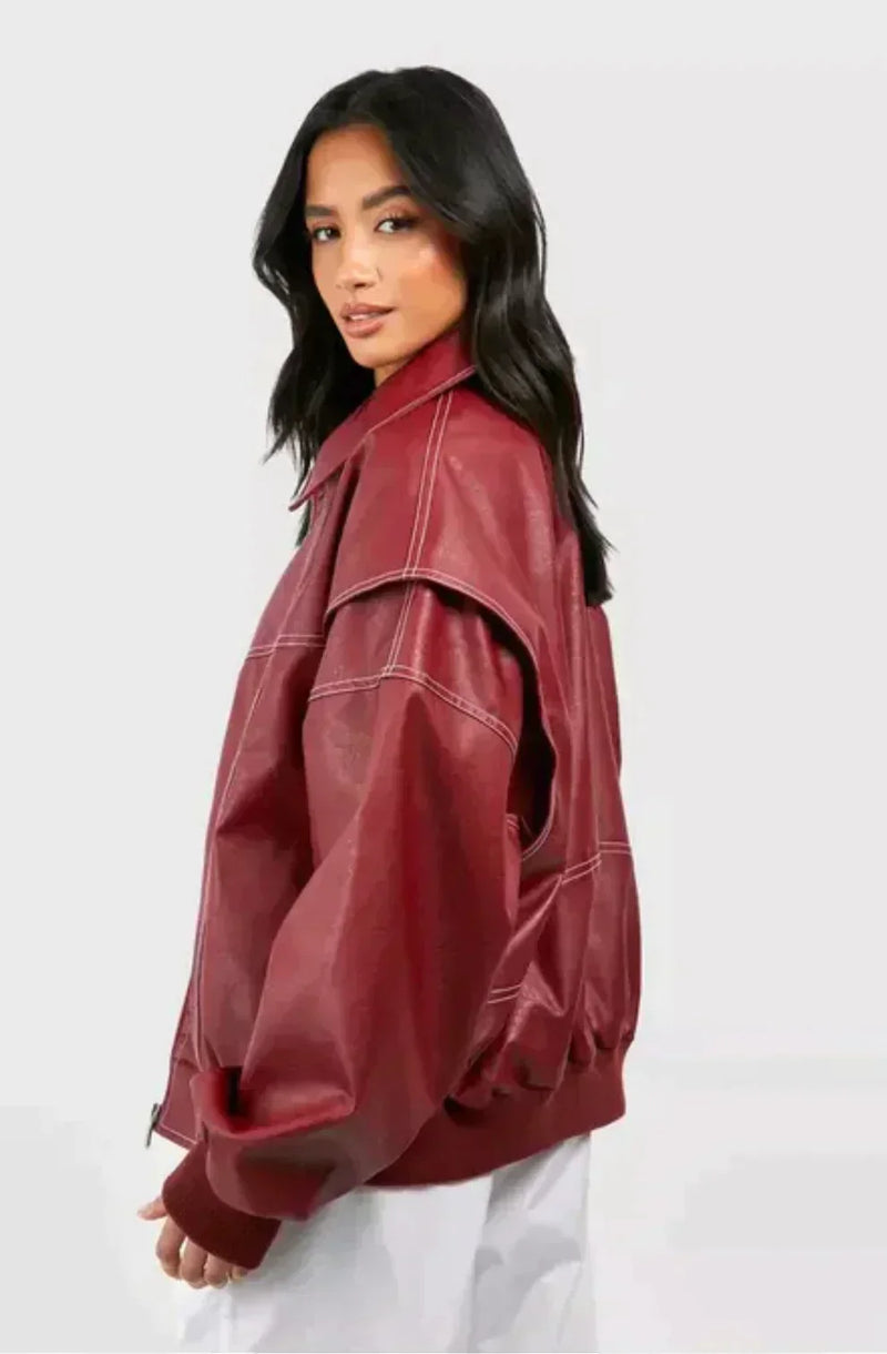 Faye™ - Chaqueta de cuero extragrande