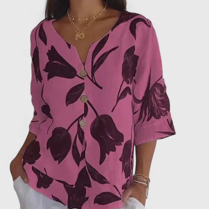 Isabel | Elegante blusa con estampado floral