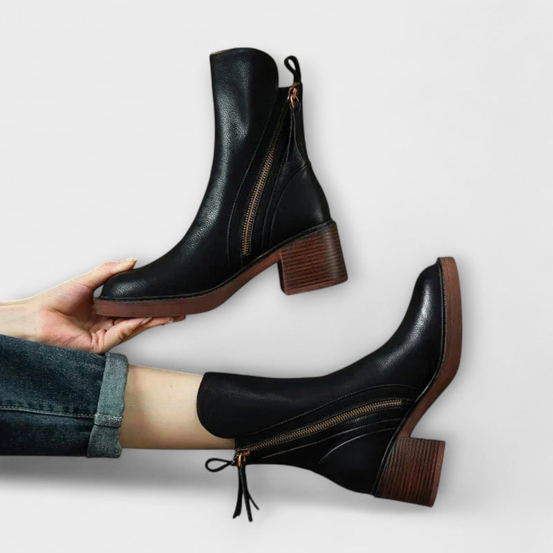 Milana - Botas de piel con tacón medio