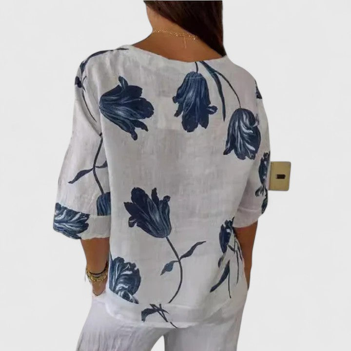 Isabel | Elegante blusa con estampado floral