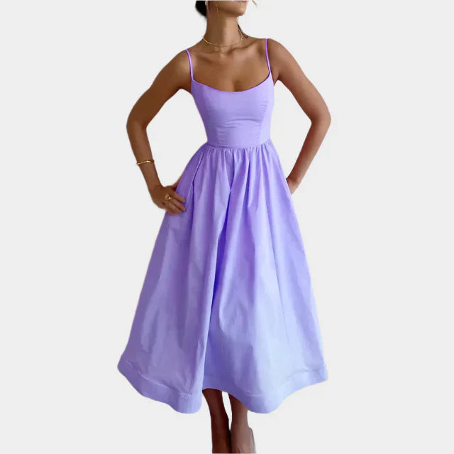 Vestido con línea ancha y suave de satén