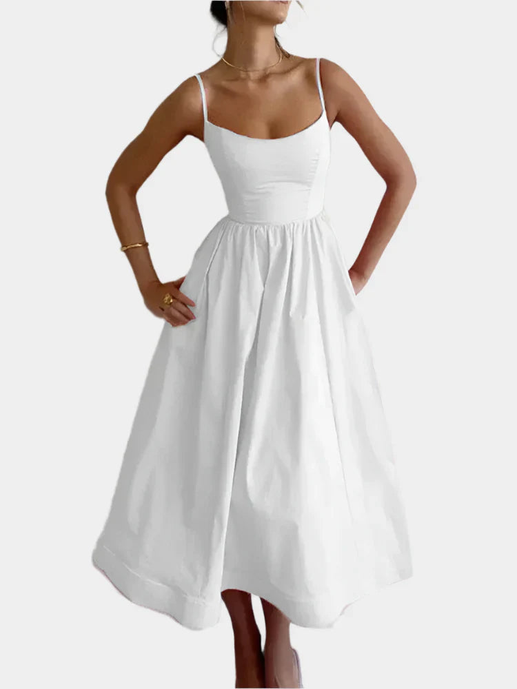 Vestido con línea ancha y suave de satén