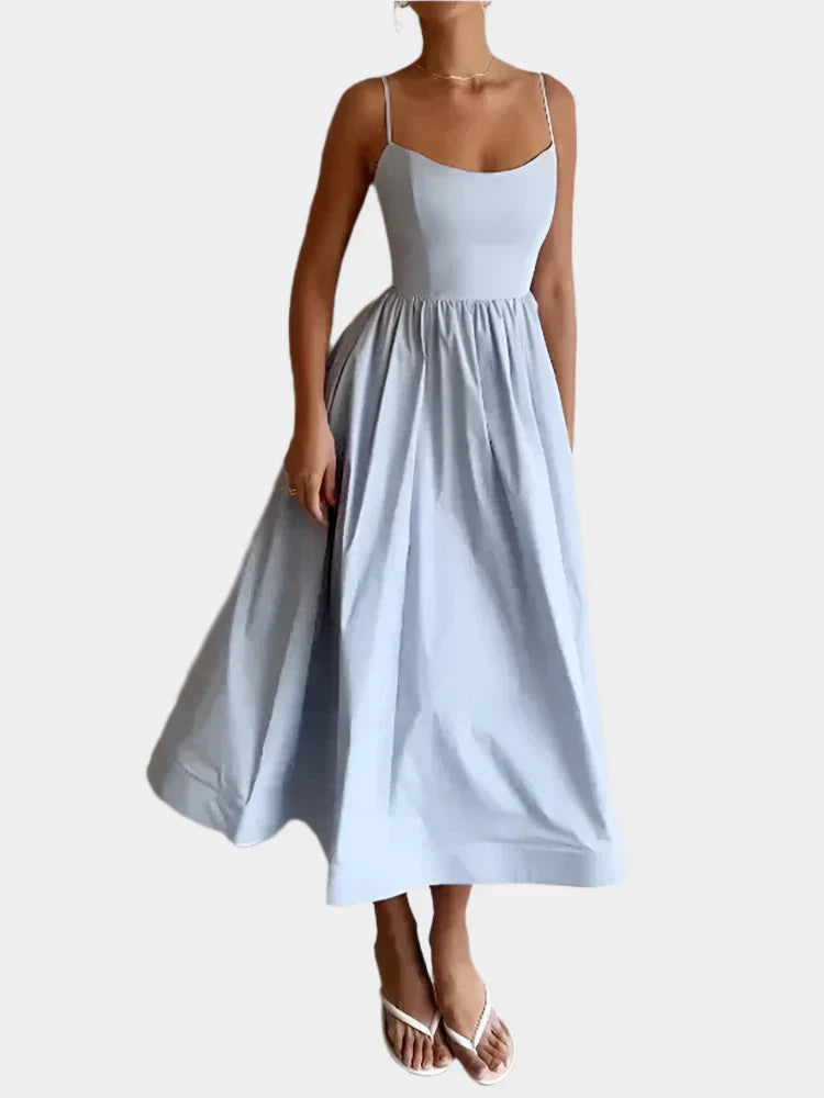 Vestido con línea ancha y suave de satén