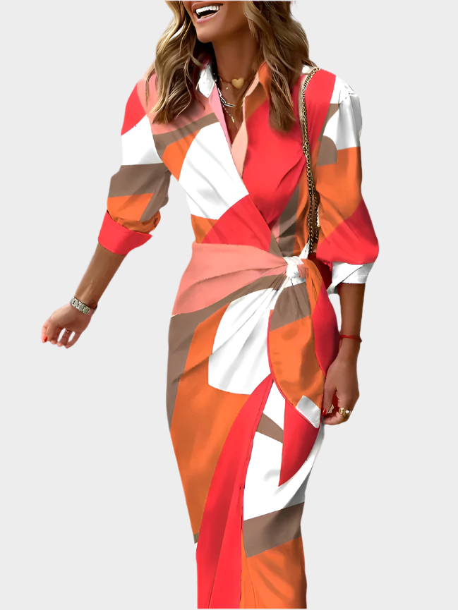 Vestido midi con diseño de rayas