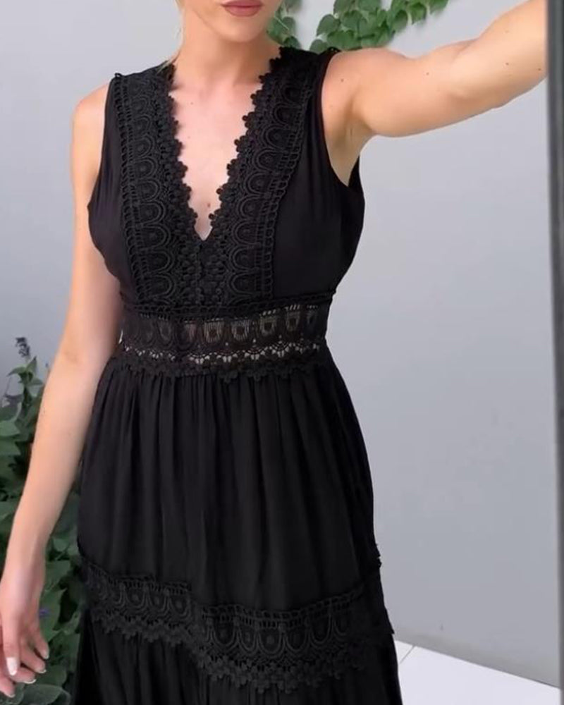 Eleni | Vestido elegante con encaje y escote en V