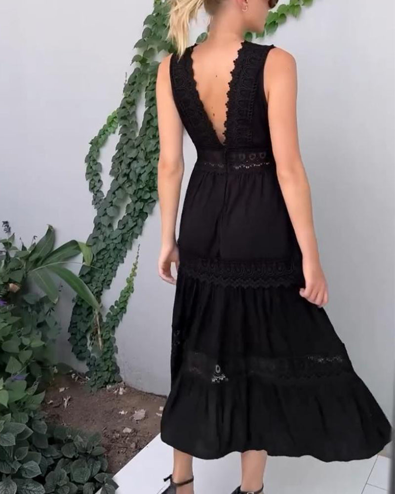 Eleni | Vestido elegante con encaje y escote en V
