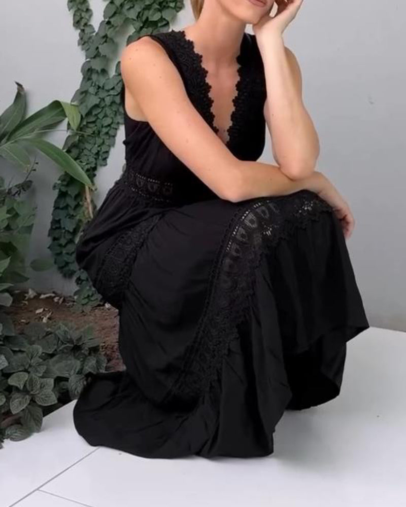Eleni | Vestido elegante con encaje y escote en V