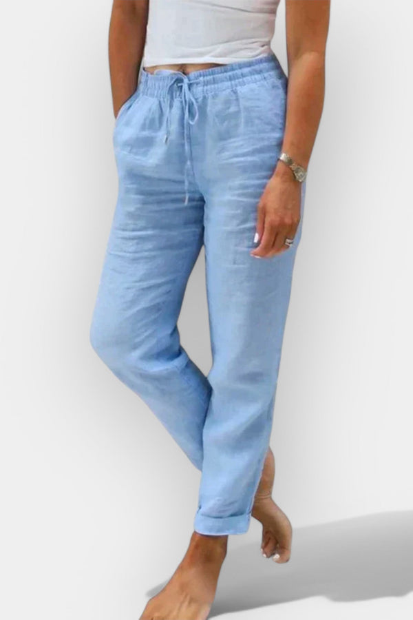 Pantalones de lino actualizados para el verano