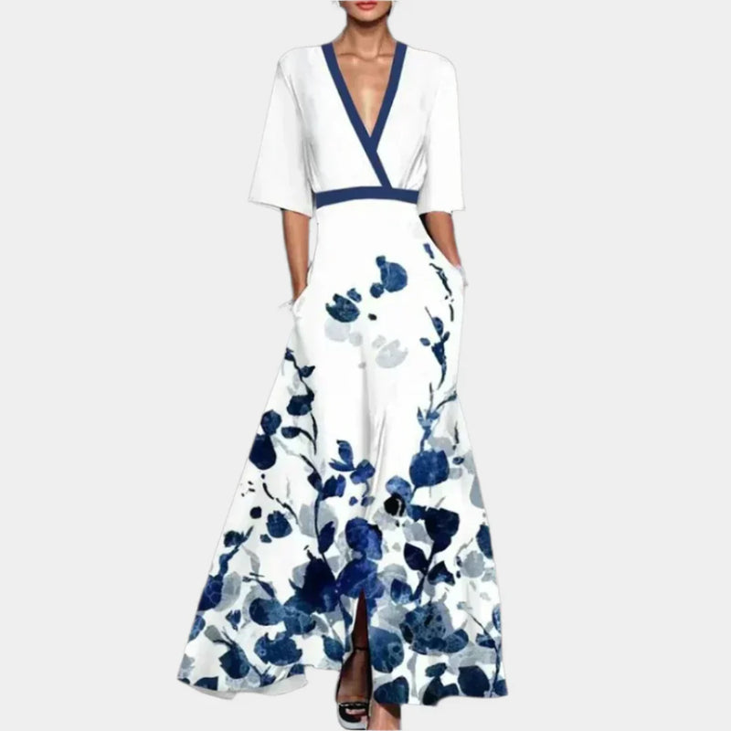 Vestido floral con escote en V