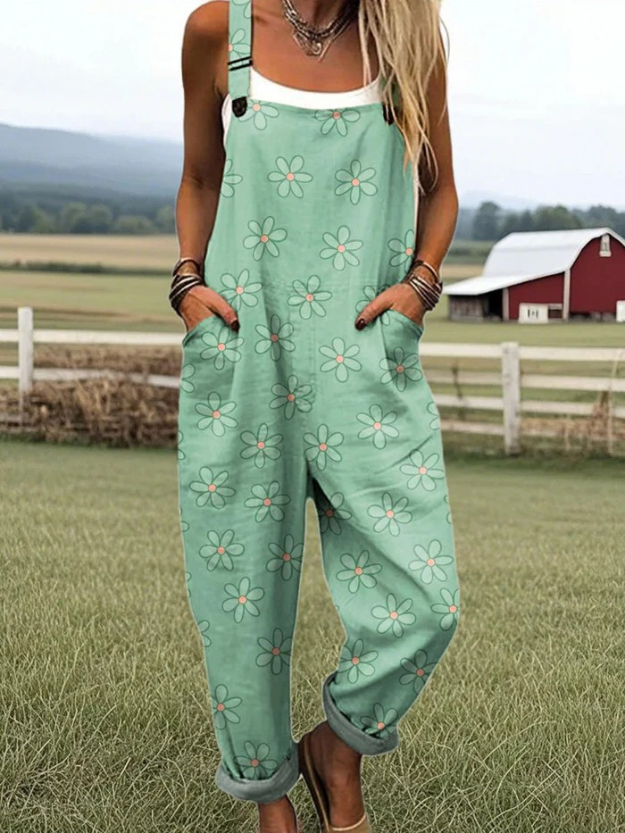 Mono floral vintage para mujer con perneras anchas: comodidad y estilo