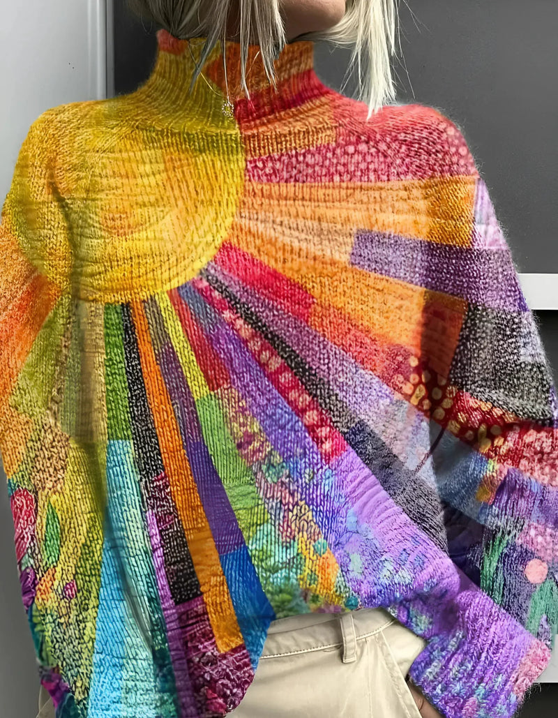 Fana | Suéter de cuello alto vibrante y colorido