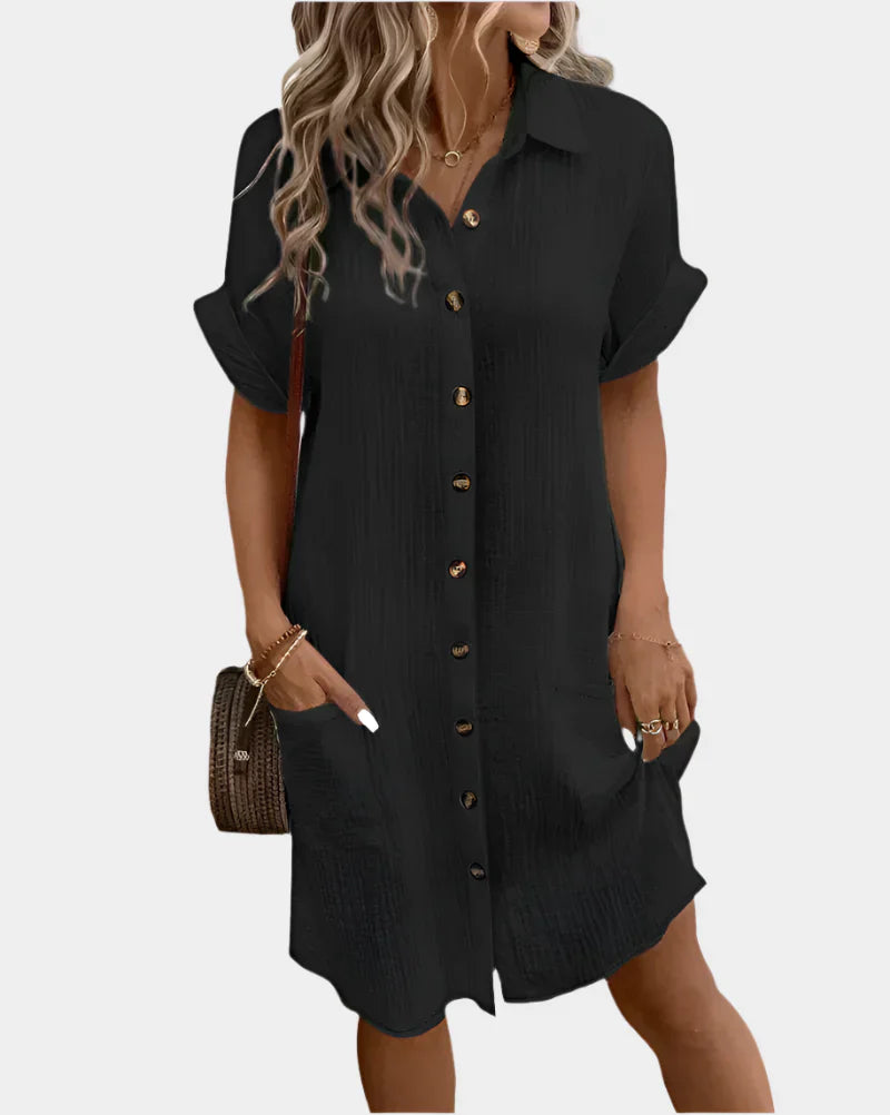 Vestido de algodón y lino para mujer