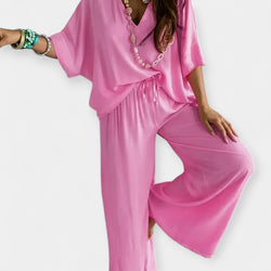 Conjunto aireado con pantalón ancho y blusa holgada