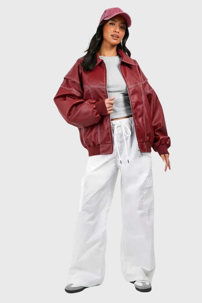 Faye™ - Chaqueta de cuero extragrande
