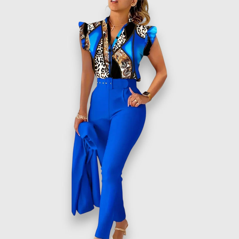 Conjunto de dos piezas con estampado de leopardo moderno